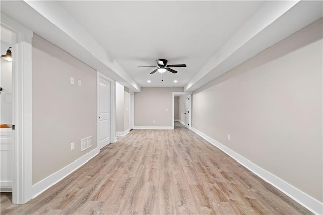 136 Ridgecrest Dr, Ball Ground, GA 30107 - unfurnished room with ceiling fan, recessed lighting, light wood finished floors, and baseboards