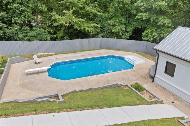 136 Ridgecrest Dr, Ball Ground, GA 30107 - view of pool featuring a diving board, a fenced backyard, and a patio