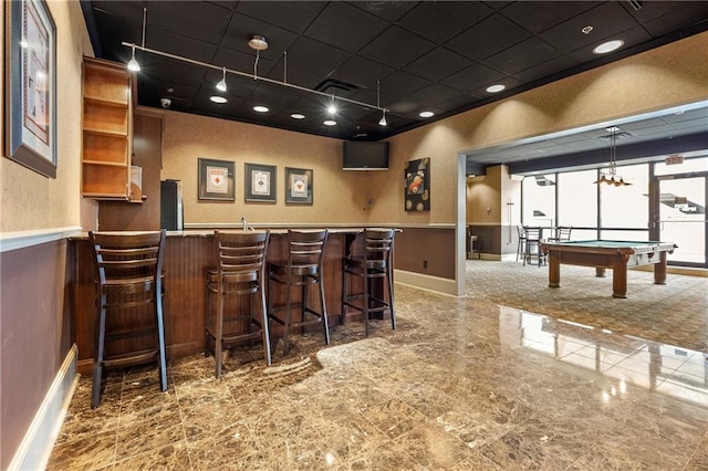1280 W Peachtree St NW Unit 2409, Atlanta, GA 30309 - community bar area featuring billiards table, baseboards, and fridge