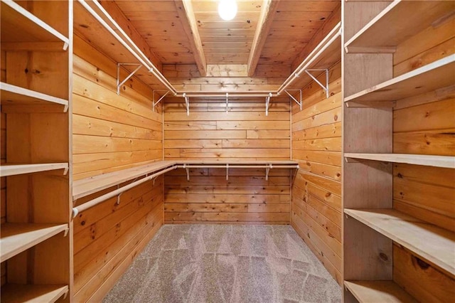 walk in closet with carpet floors
