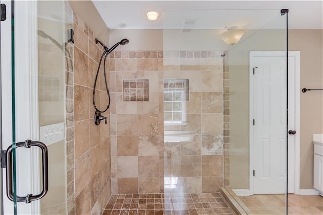 5115 Amberden Hall Dr, Suwanee, GA 30024 - full bathroom featuring a stall shower and vanity
