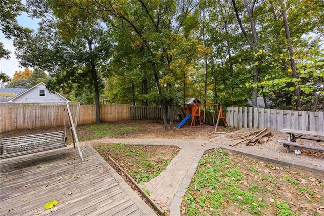 view of yard featuring a playground