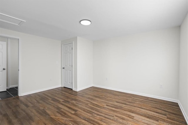 spare room featuring dark hardwood / wood-style flooring