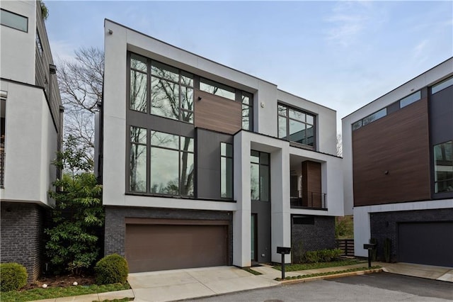 contemporary home featuring a garage