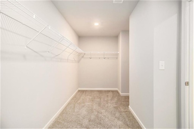 spacious closet with light colored carpet