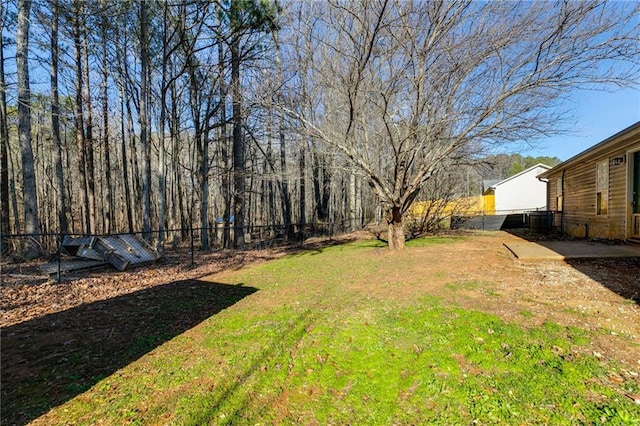 view of yard with a fenced backyard