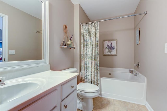 bathroom with tile patterned flooring, toilet, and vanity
