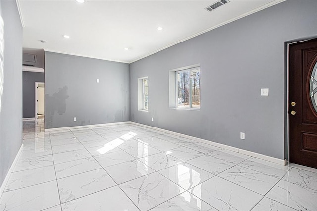 foyer entrance with ornamental molding