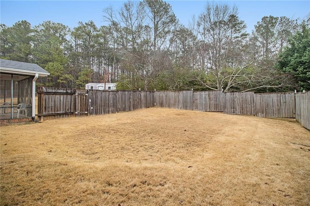 view of yard featuring a fenced backyard