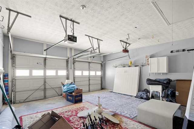 garage with a garage door opener