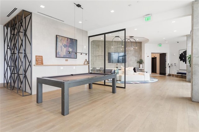 788 W Marietta St Unit 1809, Atlanta, GA 30318 - recreation room with wood finished floors, billiards, and recessed lighting