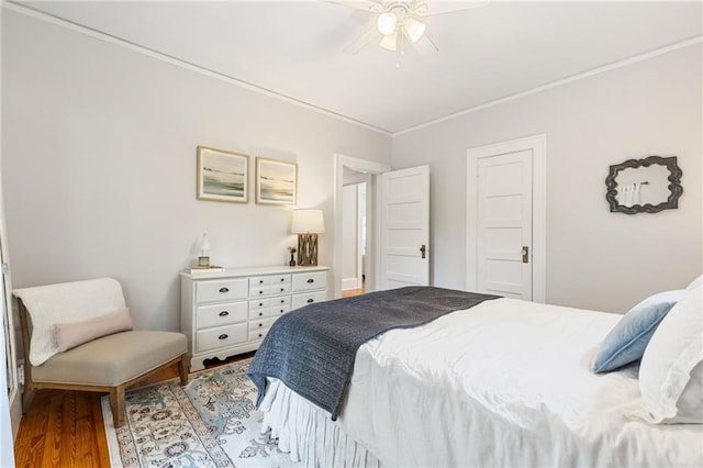 67 Trammell St SW, Marietta, GA 30064 - bedroom featuring light wood-type flooring, crown molding, and a ceiling fan