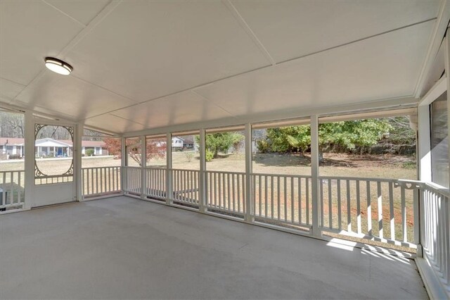 view of unfurnished sunroom