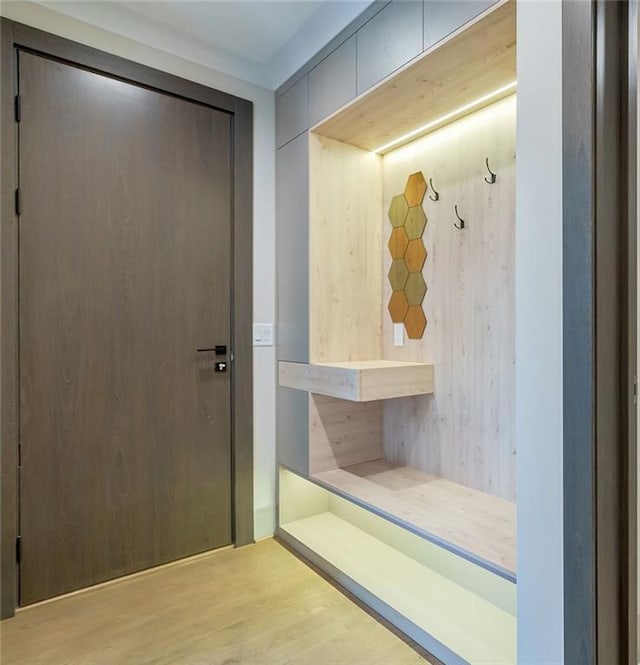 mudroom featuring light wood-type flooring