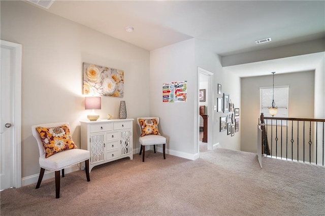 4305 Hunters Walk Way, Cumming, GA 30028 - living area with an upstairs landing, carpet floors, and baseboards