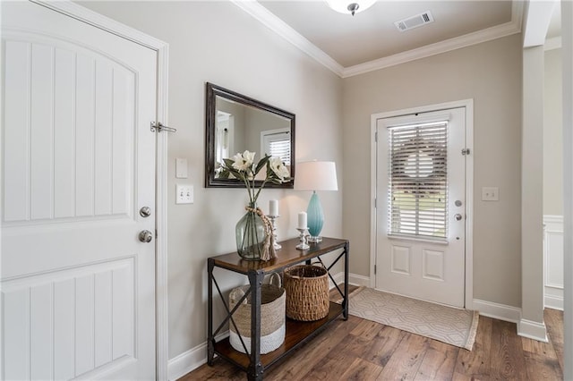 4305 Hunters Walk Way, Cumming, GA 30028 - entryway with wood finished floors, ornamental molding, and baseboards