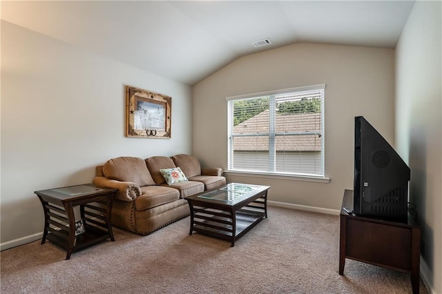 4305 Hunters Walk Way, Cumming, GA 30028 - carpeted living room with lofted ceiling and baseboards