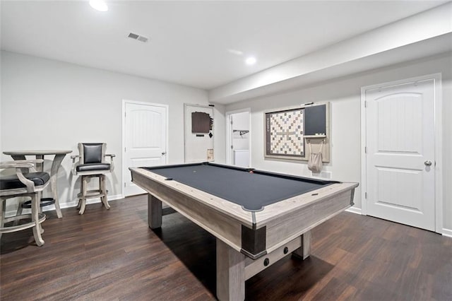 2385 Saddle Brook Trce, Cumming, GA 30040 - game room featuring dark wood finished floors, recessed lighting, billiards table, and baseboards