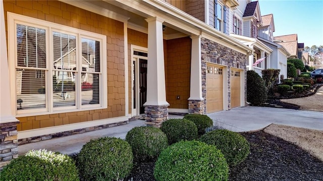 property entrance featuring a garage