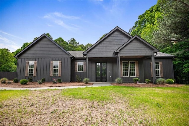 2462 New Hope Rd, Morganton, GA 30560 - view of front of home featuring french doors, a front yard, and board and batten siding