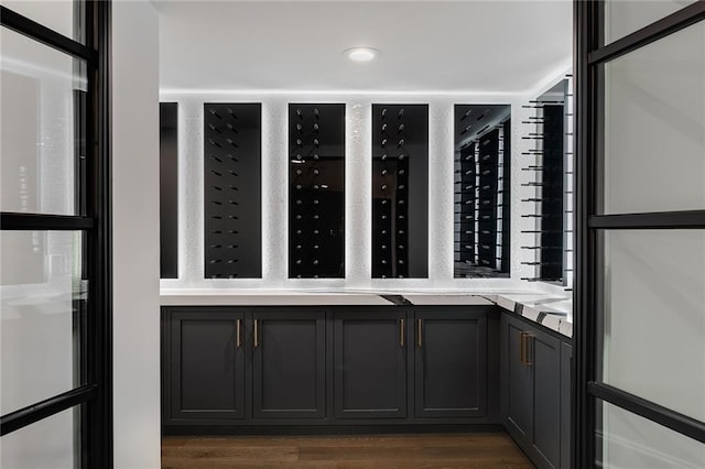 wine room featuring dark hardwood / wood-style flooring