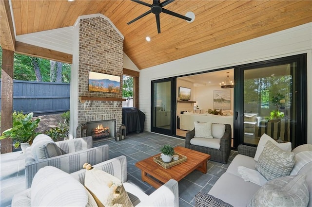 477 Michael Dr, Alpharetta, GA 30009 - view of patio / terrace with an outdoor living space with a fireplace