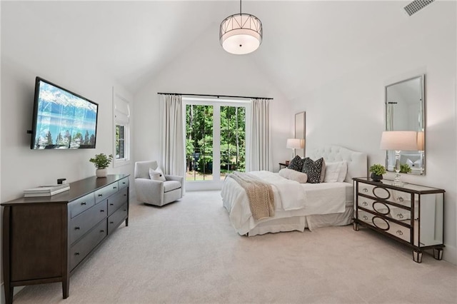 477 Michael Dr, Alpharetta, GA 30009 - bedroom featuring light carpet and vaulted ceiling