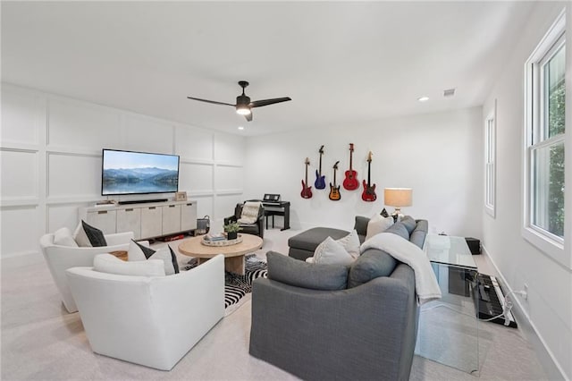 477 Michael Dr, Alpharetta, GA 30009 - living area with a ceiling fan and recessed lighting