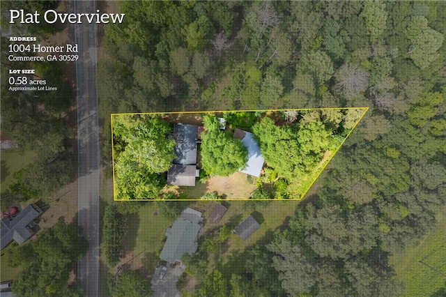 1004 Homer Rd, Commerce, GA 30529 - aerial overview of property's location featuring property parcel outlined