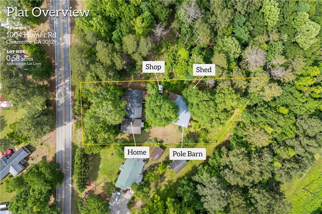 1004 Homer Rd, Commerce, GA 30529 - map / location with property boundaries highlighted