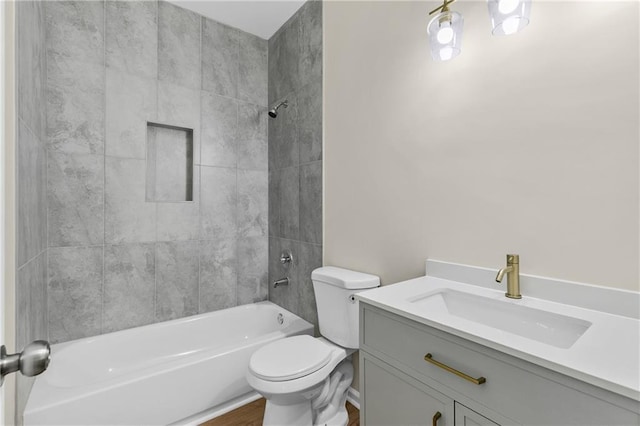 5232 W Mountain St, Stone Mountain, GA 30083 - bathroom with vanity, shower / bathtub combination, and wood finished floors
