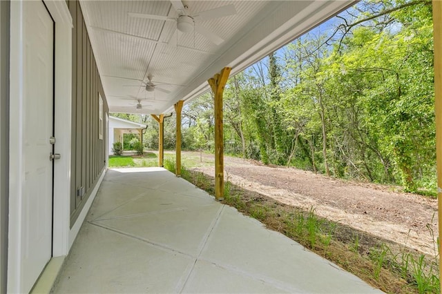 5232 W Mountain St, Stone Mountain, GA 30083 - view of patio / terrace featuring a ceiling fan
