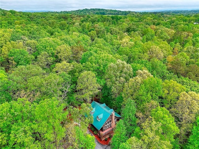 birds eye view of property with a view of trees