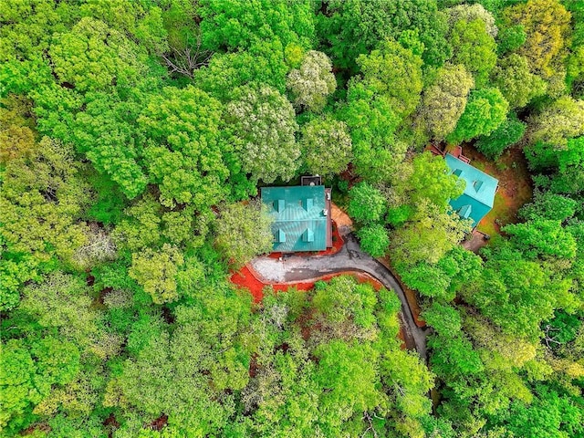 drone / aerial view with a forest view