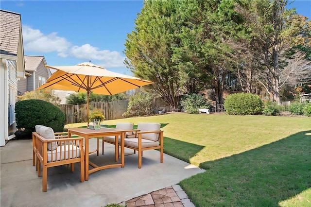 view of yard featuring a patio