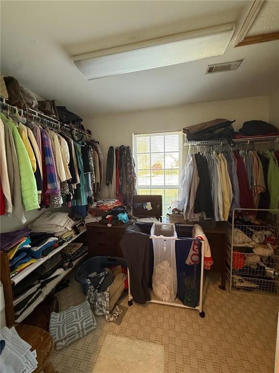 spacious closet with visible vents