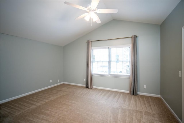 additional living space featuring vaulted ceiling, carpet flooring, and ceiling fan