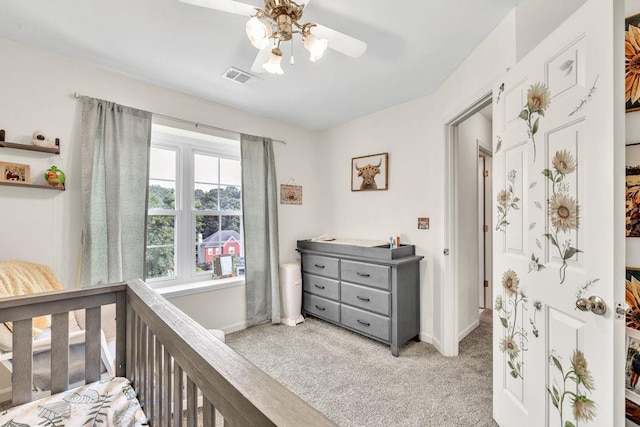 422 Inwood Trl, Lawrenceville, GA 30043 - bedroom with light colored carpet, baseboards, and a ceiling fan