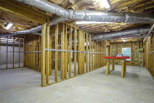 view of unfinished basement