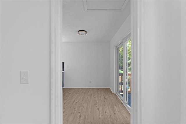 spare room with light hardwood / wood-style flooring