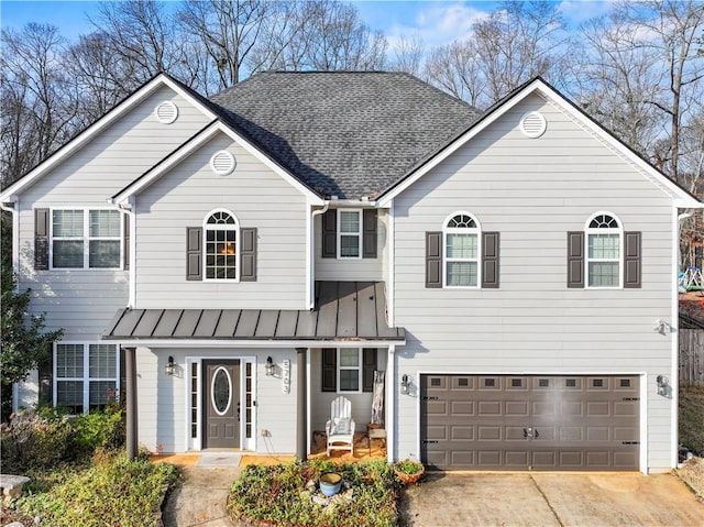 view of front of house with a garage