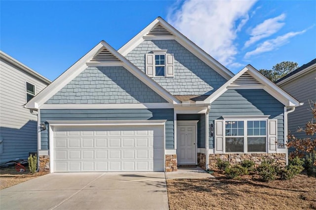 craftsman inspired home featuring a garage