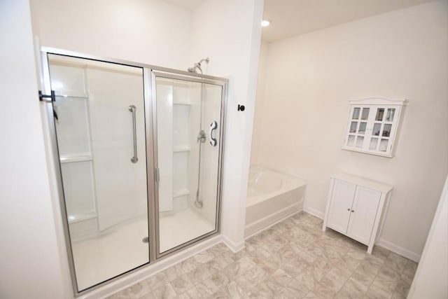 bathroom with plus walk in shower