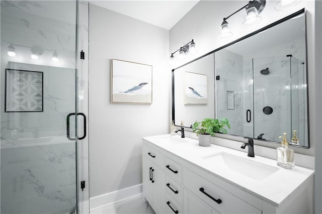 943 Rose Cir SW, Atlanta, GA 30310 - bathroom with double vanity and a marble finish shower