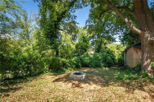 943 Rose Cir SW, Atlanta, GA 30310 - view of yard featuring a fire pit and an outdoor structure