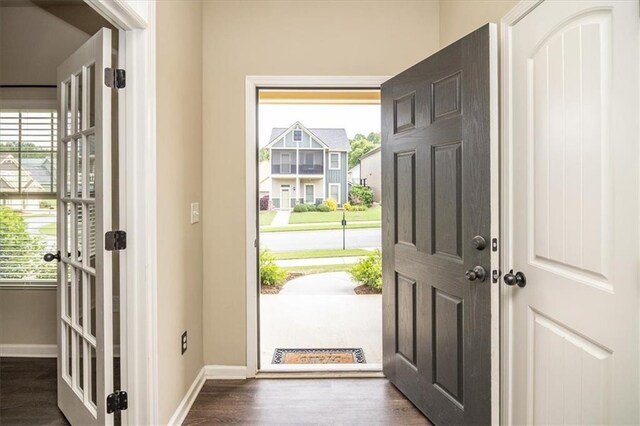 610 Sunflower Dr, Canton, GA 30114 - foyer featuring baseboards and dark wood-style flooring