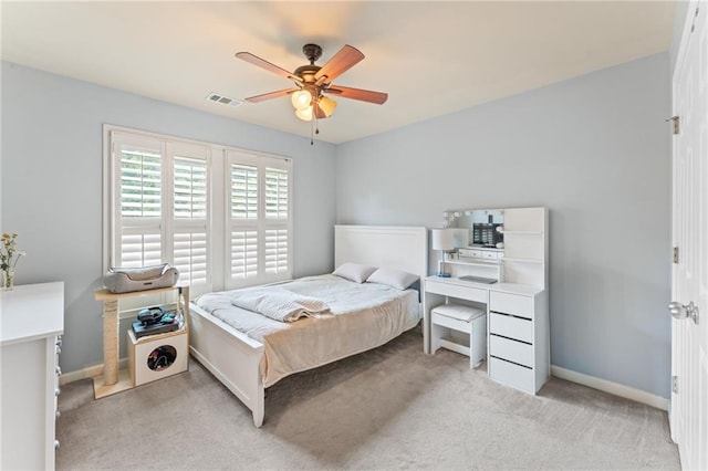 412 Mill Stream Way, Woodstock, GA 30188 - bedroom with light colored carpet, baseboards, and ceiling fan