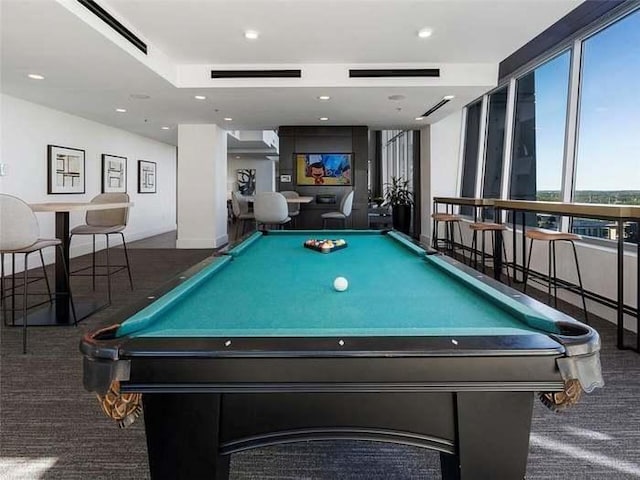 855 Peachtree St NE Unit 1406, Atlanta, GA 30308 - recreation room with carpet flooring, billiards table, and recessed lighting