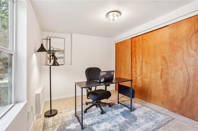 view of tiled home office
