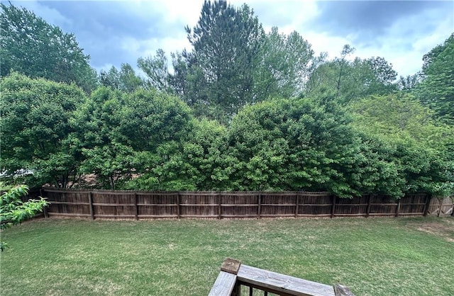 view of yard with a fenced backyard